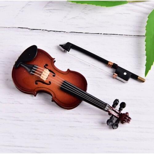 8cm Wooden Musical Instruments Collection Decorative Ornaments Hot Mini Violin With Support Miniature Model Decoration Gifts