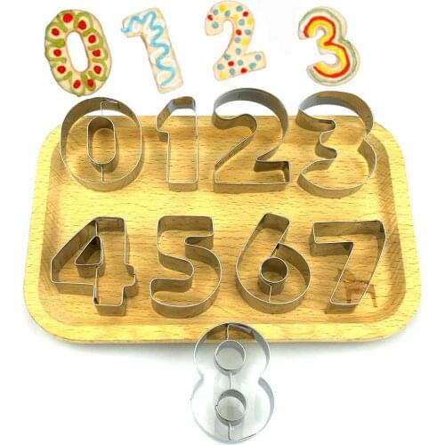 9pcs/set Large Size 0-8 Number Shape Cookie Cutter Stainless Steel Cookies Mold Fondant Biscuit Cutter Cake Decorating Tools hot