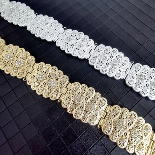 Moroccan Caftan wedding gold and silver Metal belt for women gown fashion belt, zinc alloy adjustable length belt