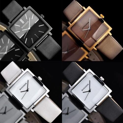 Vintage Women Square Dial Quartz Analog No Numbers Business Wrist Watch Gift Ladies Dress Watches Gift Luxury