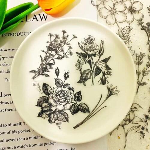 60PCS Vintage Hand-painted Plant Flower Sticker DIY Scrapbook Base Collage Mobile Case Gift Sealing Diary Decoration