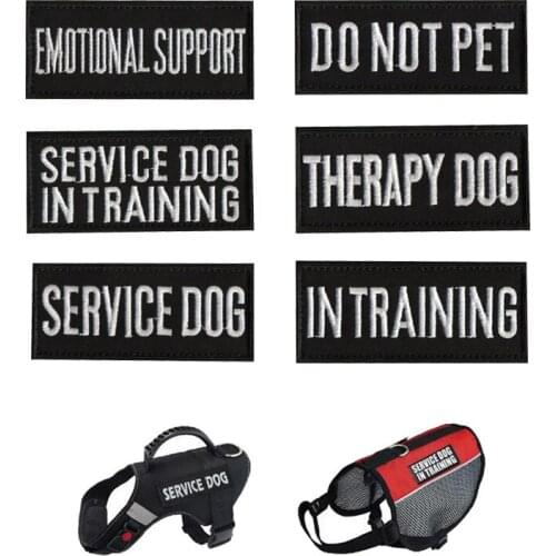 Black and White English Embroidery Military Tactical Dog Sticker Service Dog Badge Working Dog Service Dog Vest Applique 9*4CM