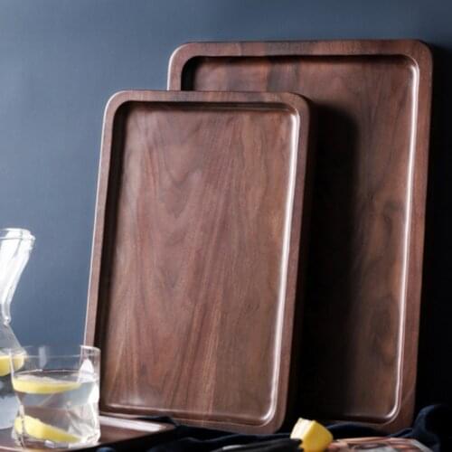 Black Walnut Wooden Storage Tray Round Cake Tray Dessert Snack Serving Tray Kitchen Utensils Practical Home Tableware Supplies