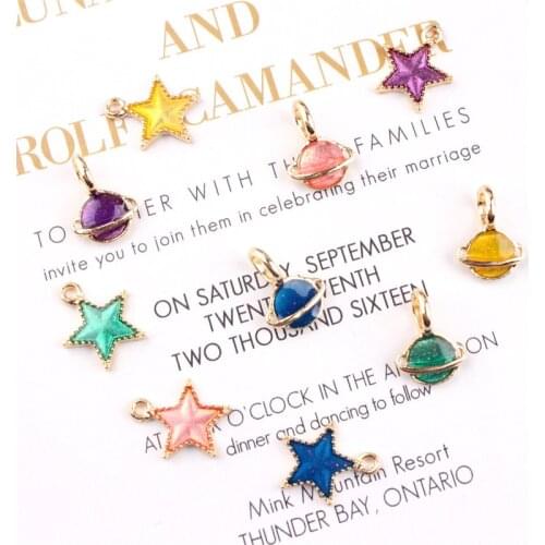 20PCS Alloy Colorful Enamel Star Planet Pendant Enamel Charms DIY Accessories For Handmade Fashion Necklace,Keychains Earrings