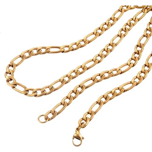 Hot Sale Stainless Steel Gold Figaro Chain 3.0mm-9.2mm Men And Women Models High Quality Fashion Customizable Jewelry