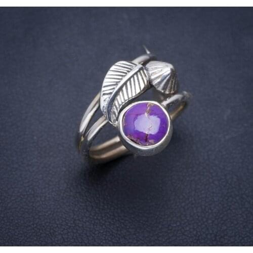 Natural Turquoise Handmade Unique Leaf 925 Sterling Silver Ring 7 A1191