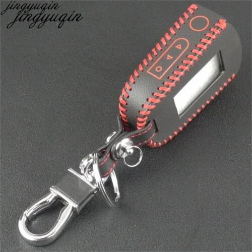 Jingyuqin Leather Key Case for Starline A92 A94 V62 A62 A64 Two Way Car Alarm LCD Remote Control Keychain Fob Cover