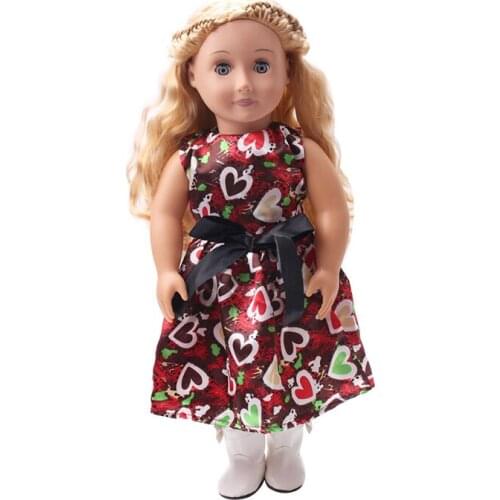 Doll clothes heart-shaped a-line dress toy accessories fit 18 inch Girl doll and 43 cm baby doll c205