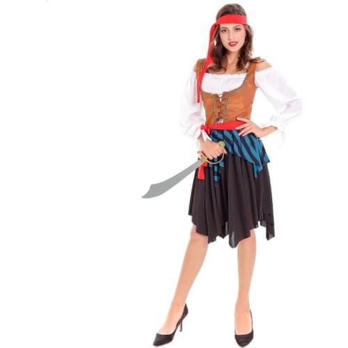 Women Sexy Pirate Costume Halloween Adult Female Caribbean Pirate Cosplay Masquerade Party Pirate Fancy Dress