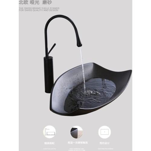 Matte Black Above Counter Basin Art Basin Special Shaped Washbasin Counter Basin Wash Basin Personalized Wash Basin For Hotel