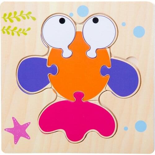 Cute Animal Car Airplane Ship Rocket Train Pattern Wooden Products Three-Dimensional Flat Toys Babys Intelligence Puzzle