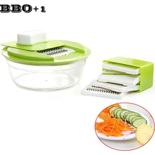 Multifunctional Manual Chopper Vegetable Grater Cutter with 5 Blades Stainless Steel Potato Carrot Slicer Kitchen Gadget Tools