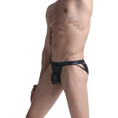 Mens Briefs PU Leather Sexy Gay Underwear Hoop Briefs Man Underpants Men Underwear Mens Briefs Slip Hombre Slips