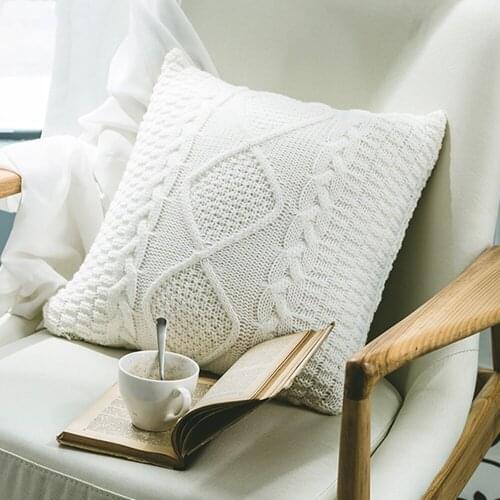 Soft Cushion Cover Nordic Style Knitting Pillowcase Decorative Sofa Couch Pillow Cover Decor For Living Room Bed Room 45x 45cm