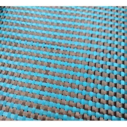 New Lake Blue Aramid Carbon Fiber Blended Fabric DIY Plain Weave Mixed Carbon Cloth