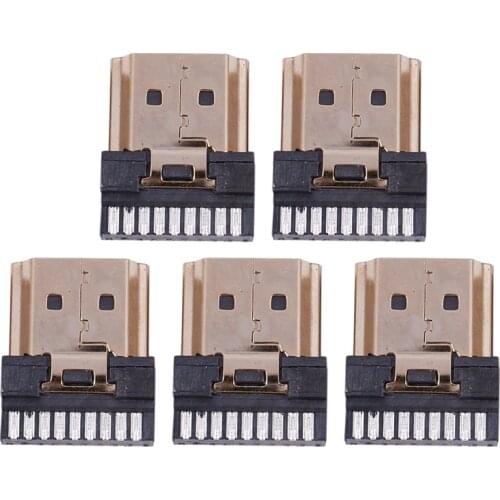 New Style 5 Pcs HDMI Male 19 Pins A Type Solder Plug Termination Repair Replace