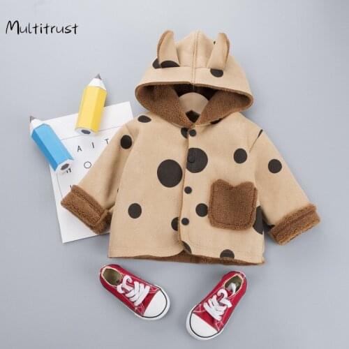 0-3T Newborn baby girls clothes Autumn Winter warm Hooded jacket Coat baby boy Polka Dot Outerwear Toddler Girls Clothing