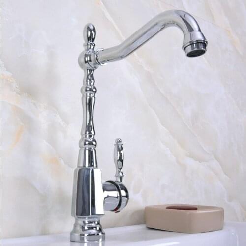 Polished Chrome Brass Swivel Spout One Hole/Handle Kitchen/Bar Bathroom Sink Faucet Hot&Cold Mixer Tap anf923