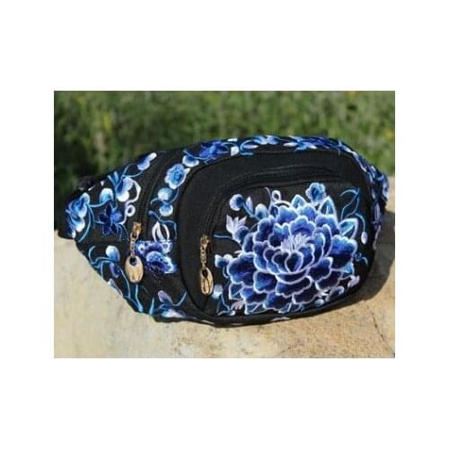 New Coming Fashion Embroidered Women waist bags!Hot Floral embroidered Lady Waist Packs Versatile England Style Canvas Waist bag