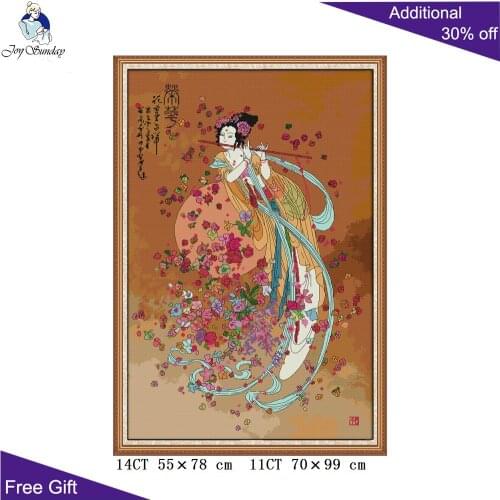 Joy Sunday Goddess Chang'e Flying to the Moon Cross Stitch RA170 Counted and Stamped Home Decor Chinese Beauty Cross Stitch kits