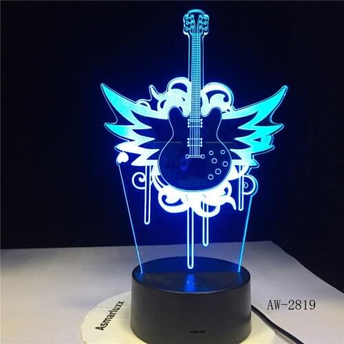 Rock Music Guitar Fly Bass 3D LED LAMP NIGHT LIGHT for Musicians Home Table Decoration Birthday Christmas Present Gift AW-2819