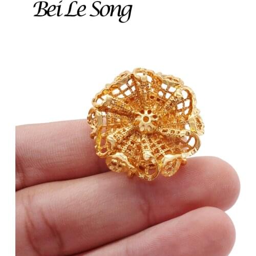 Dubai luxury 24K jewelry gold plated Womens custom rings wedding bridal jewelry adjustable girl ring prong wife gifts for women