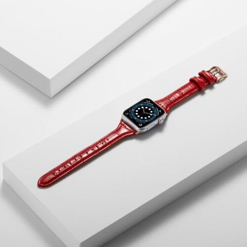 Crocodile pattern slimming Leather Watchband 38mm 40mm for iwatch 6 1 2 3 4 5 42mm 44mm for Apple Watch SE