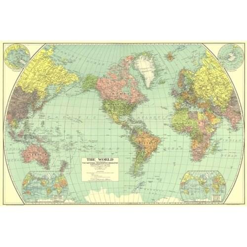The World Political Physical Map A2 Size Foldable No-fading World Map Painting Wall Art Pitcturs Poster for Culture and Travel