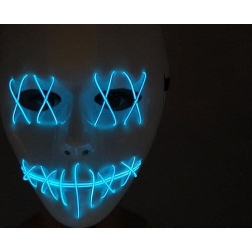Glowing Fork Eye EL Wire Mask Halloween Cosplay Costume Light Up Party Decoration Luminous LED Mask Horror Face Mascara