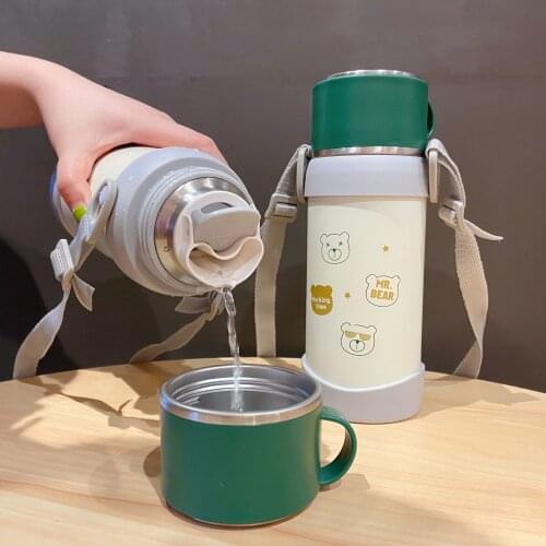 650ML Hot Water Bottle Children Thermo pot Thermal Steel Stainless Insulated Bottle Outdoor Travel Mug Portable Cup Cartoon