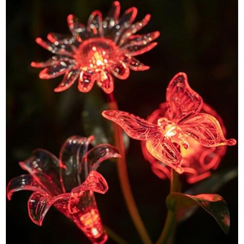 Solar Powered Butterfly Dandelion Sunflower Lily Flower Light Outdoor LED Colorful Waterproof For Garden Light Lawn Lamp Decor