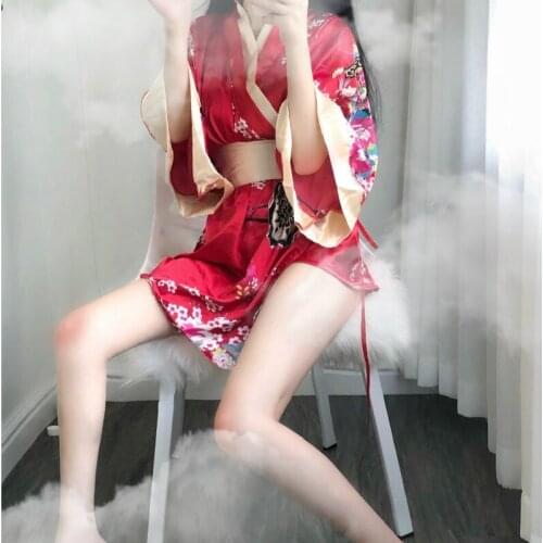 Japanese Women Dressing Gowns Sleepwear Pajamas Retro Kimono Robe Cos Temptation Loose Uniform Underwear Bathrobe Nightwear