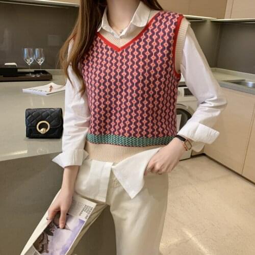 2020 Fashion Casual Tank Tops Pullover Elasticity sweater vest Women Spring Autumn V-Neck Sleeveless Knitted Chic outerwear vest