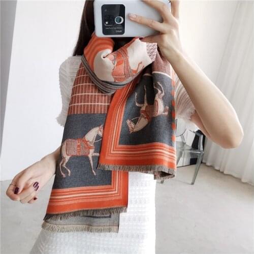 2019 Fashion Pashmina Scarf for Women Animal Print Winter Cashmere Scarfs Female 185*65cm Shawls and Wraps Neck Scarves For Lady