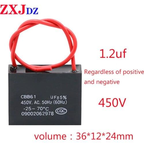1.2uF 450V CBB61 fan capacitor 1.2μF fan start capacitor motor start capacitor