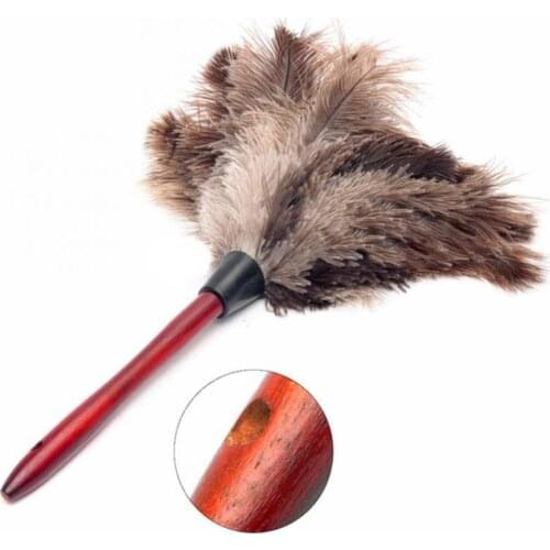 1Pc Ostrich Feather Duster Dust With Wooden Handle Anti-static Non-toxic Durable Eco-friendly Household Cleaning Tools Supplies