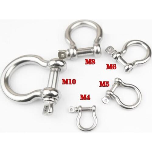 10PCS/LOT M4/5/6/8/10 304 Stainless Steel Bow Shackle Boat Screw-Pin Anchor