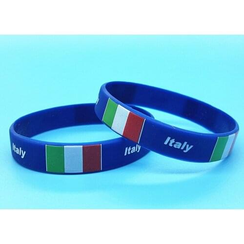 100pcs Italy Flag Pattern Men Women Sport Silicone Bracelet Country Logo Wristband Print Italia Rubber Wrist Strap Bangle Gifts