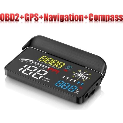 2020 New OBD2+GPS+Navigation+Compass System 4 in 1 HUD for All Car Digital MPH KMH Speedometer Water & Oil Temp RPM