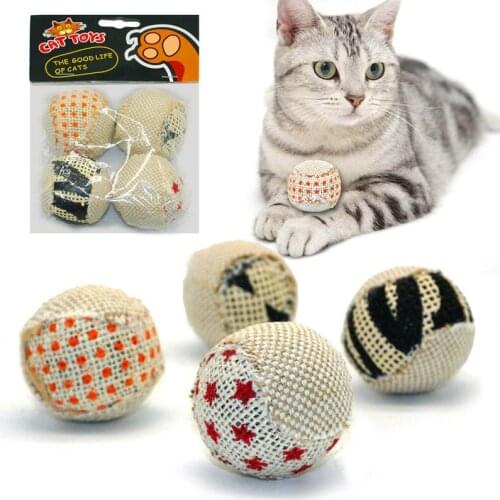 4pcs/pack Ball Funny Cat Toy Interactive Cat Toys Play Chewing Rattle Scratch Catch Pet Kitten Cat Exrecise Toy Balls
