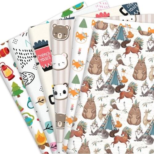 50*145cm Hedgehog Fox 100% Pure Cotton Polyester Cotton Material Patchwork Sewing Quilting Fabrics Quilt Needlework DIY Cloth