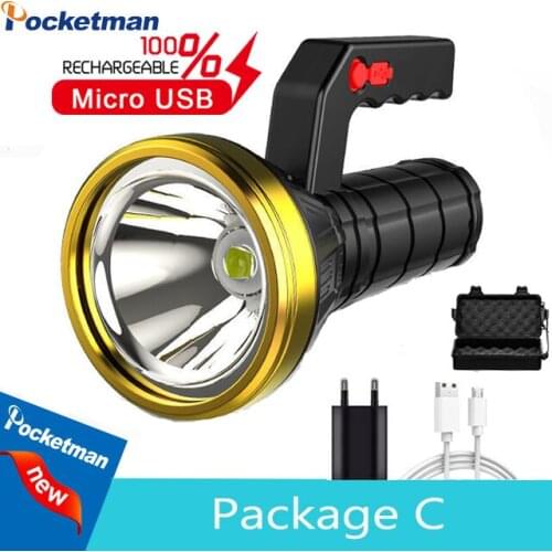 50000LM Portable Lanterns Long-Range USB Rechargeable Flashlight Lanterna Waterproof Led Torch Outdoor Camping Fishing Light