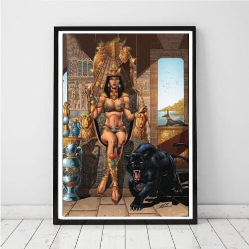 Diamond Painting Full Square Cleopatra and the Black Panther Diamond Mosaic 5D DIY Diamond Embroidery Sale Rhinestones A525