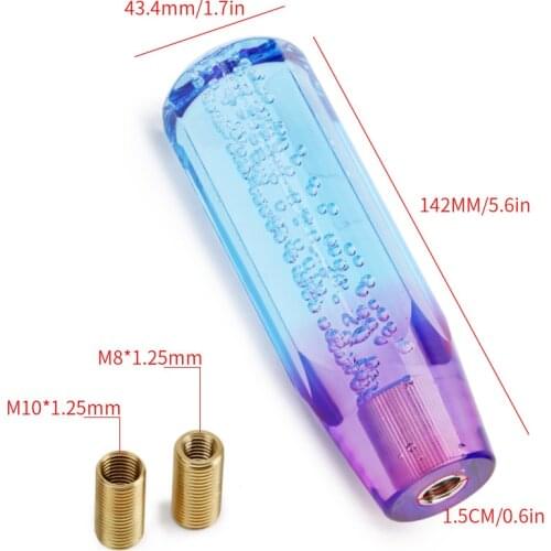 Car Manual Shift Knob Gear Shifter Head Shift Knob Stick Crystal Transparent Bubble Purple Blue Throw Gear Shifter 15CM
