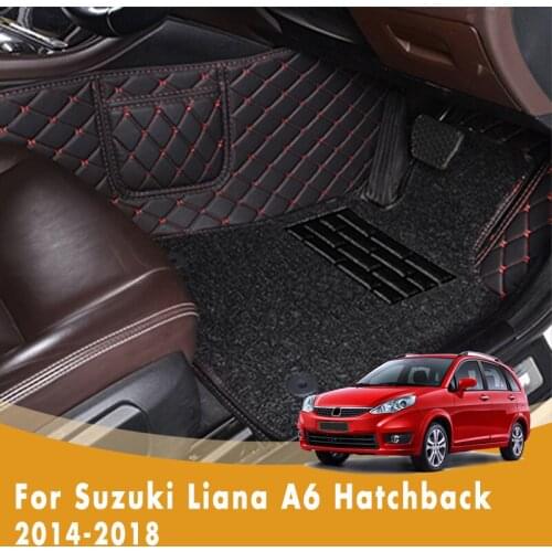 RHD Custom Car Floor Mats For Suzuki Liana A6 Hatchback 2018 2017 2015 2014 Double Layer Wire Loop Foot Pedal Car Styling Carpet