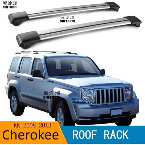 2Pcs Roof bars For JE.EP Cherokee KK 2008-2013 Aluminum Alloy Side Bars Cross Rails Roof Rack Luggage LOAD 200KG Vehicle mounted