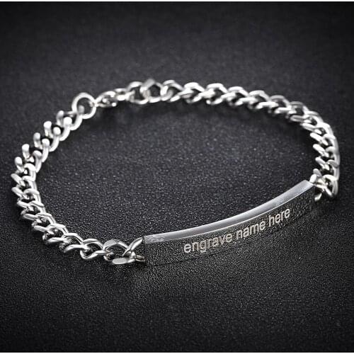 Custom Nameplate Couple Bracelet Stainless Steel Free Engraving ID Tag Bracelets For Lover Personalized Gift Jewelry Pulseira