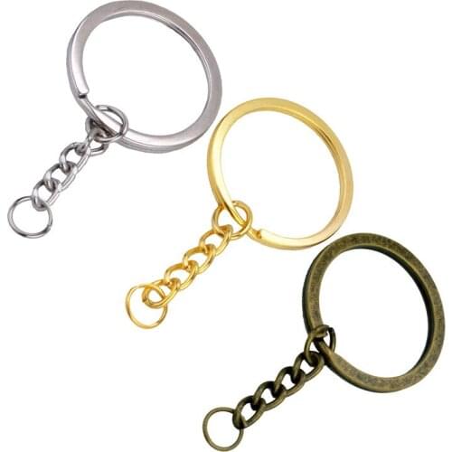10pcs/lot 30mm Key Ring Long 60mm Popular classic 3Colors Plated lobster clasp key hook chain jewelry making for keychain