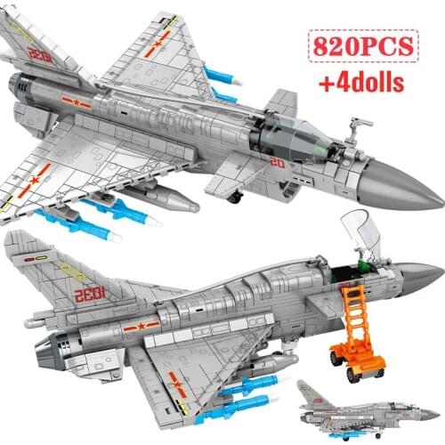 City Police Aircraft Building Blocks Military Technic WW2 DIY Transport Airplane Car Figures Brick Education Toys For Children