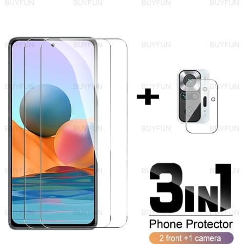For xiaomi redmi note 10 5G 3in1 front screen protector camera film for redmi note10 pro max note10s full cover tempered glass